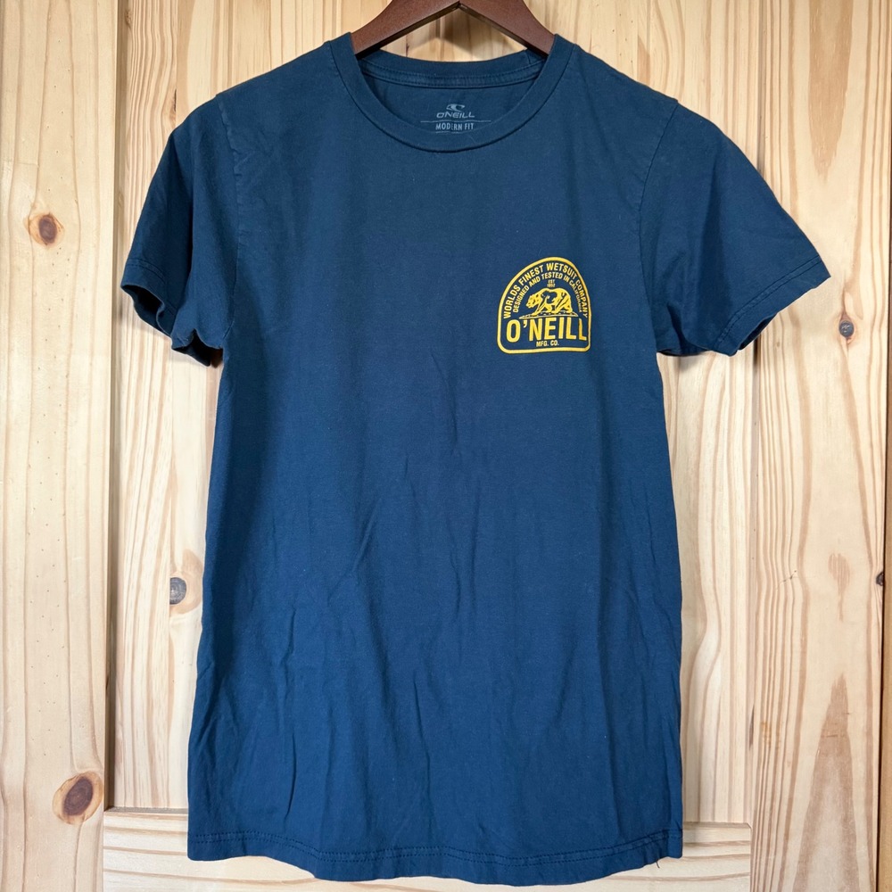 ONeill Mens T-Shirt Small Navy Blue California Bear Graphic Modern Fit Surf Tee